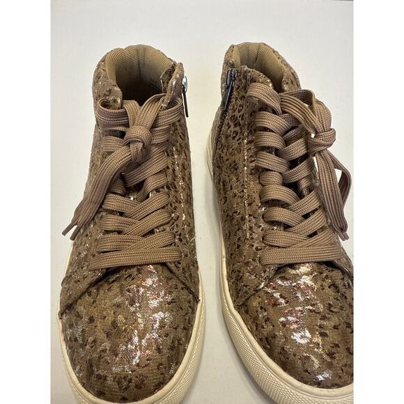 Corky's Hey Girl Imagine Metallic Leopard Print Lace Up High Top Sneaker Sz8 - Picture 9 of 10